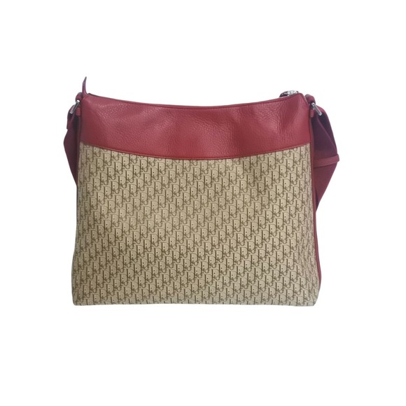 Dior Red Christian Logo Bag  Plate Beige Shoulder Trotter - Picture 1 of 12